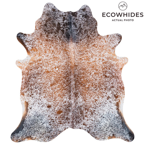 Brazilian Brown Salt and Pepper Cowhide Rug Size 7'3" L x 6'4" W 7424