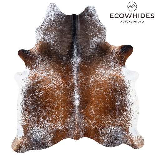 Brazilian Brown Salt and Pepper Cowhide Rug Size 7'3" L x 6'5" W 7432