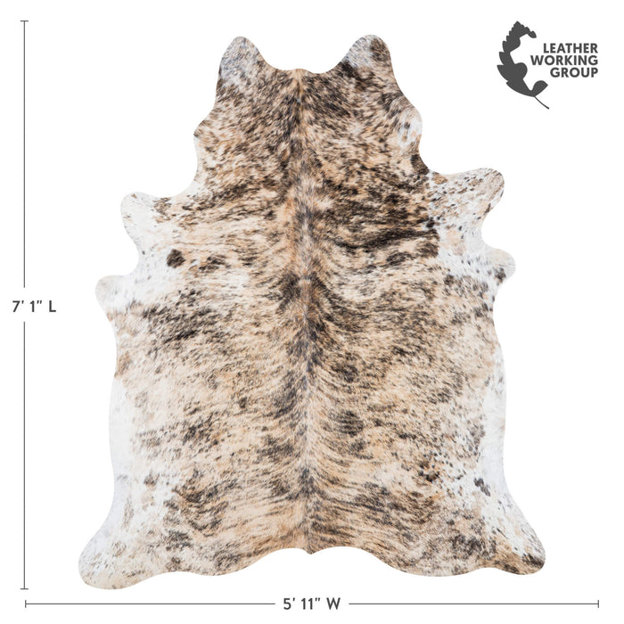Brazilian Light Grey Brindle Cowhide Rug Size 7'1" L x 5'11" W 7437