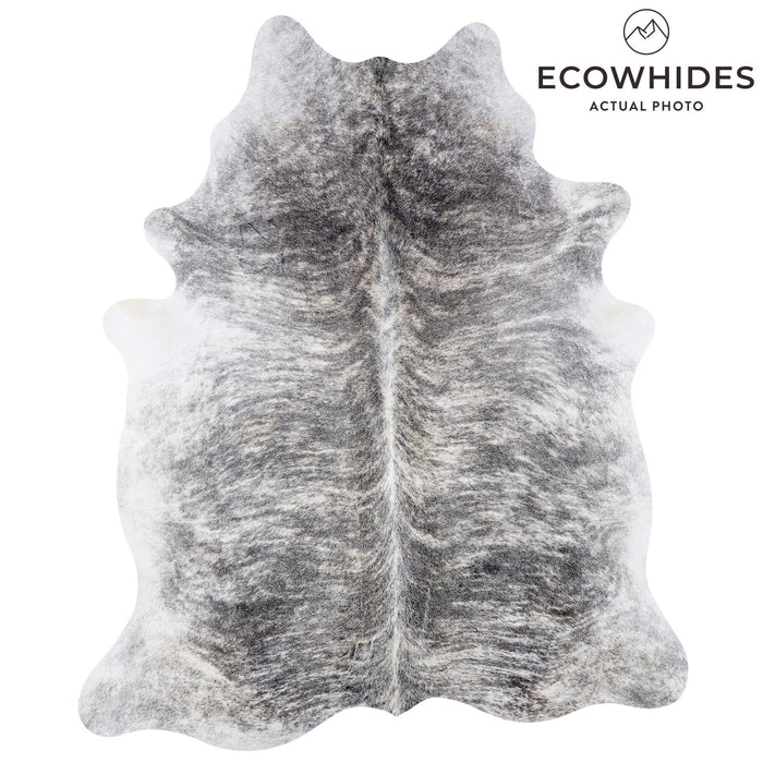 Brazilian Light Grey Brindle Cowhide Rug Size 7'1" L x 5'10" W 7438