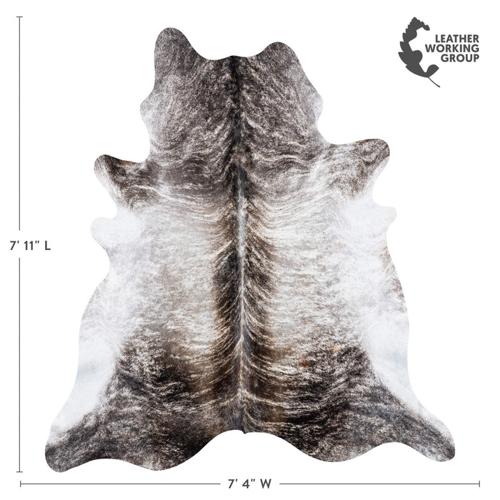 Brazilian Light Grey Brindle Cowhide Rug Size 7'11" L x 7'4" W 7441