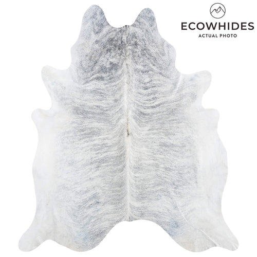 Brazilian Light Grey Brindle Cowhide Rug Size 7'8" L x 6'10" W 7442