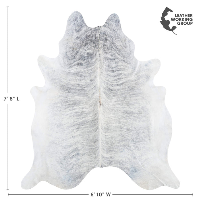 Brazilian Light Grey Brindle Cowhide Rug Size 7'8" L x 6'10" W 7442