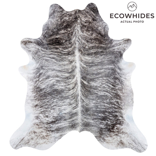Brazilian Light Grey Brindle Cowhide Rug Size 7'4" L x 6'8" W 7443