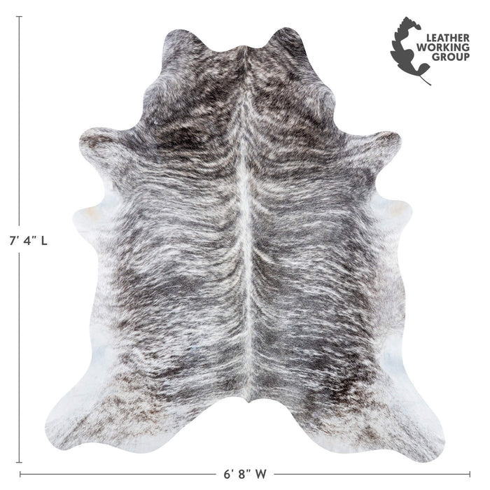 Brazilian Light Grey Brindle Cowhide Rug Size 7'4" L x 6'8" W 7443