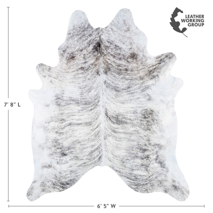 Brazilian Light Grey Brindle Cowhide Rug Size 7'8" L x 6'5" W 7444