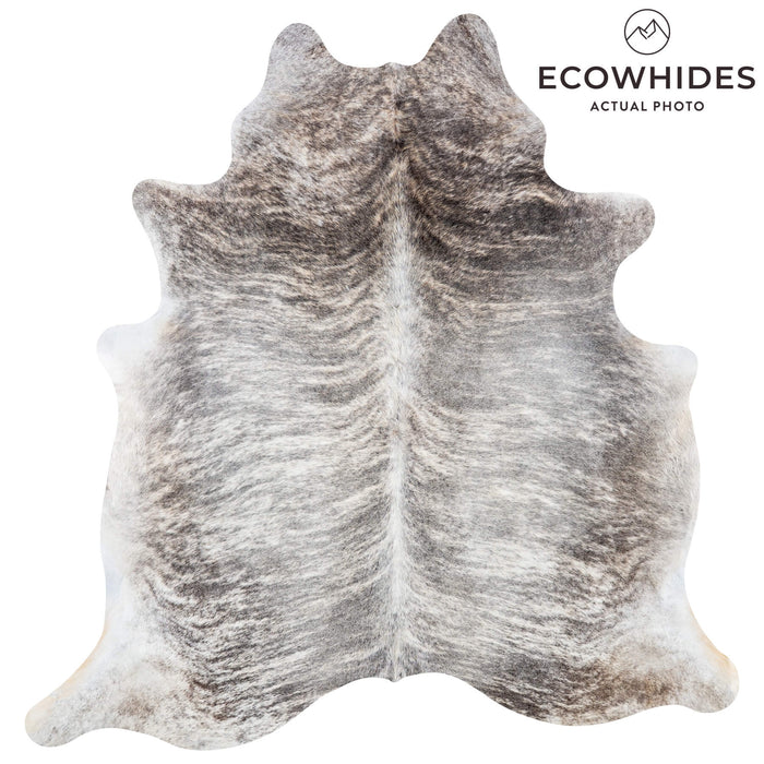 Brazilian Light Grey Brindle Cowhide Rug Size 7'6" L x 7'0" W 7447