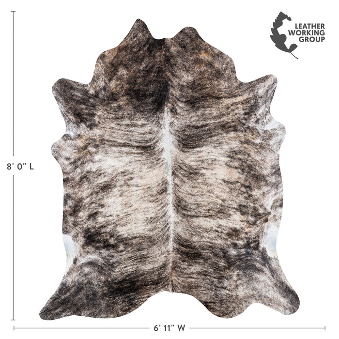 Brazilian Light Grey Brindle Cowhide Rug Size 8'0" L x 6'11" W 7452