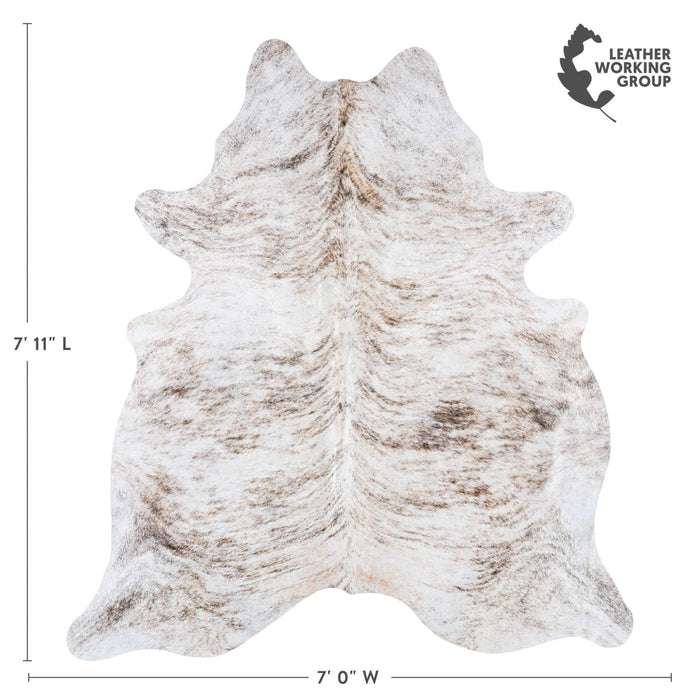 Brazilian Light Grey Brindle Cowhide Rug Size 7'11" L x 7'0" W 7454