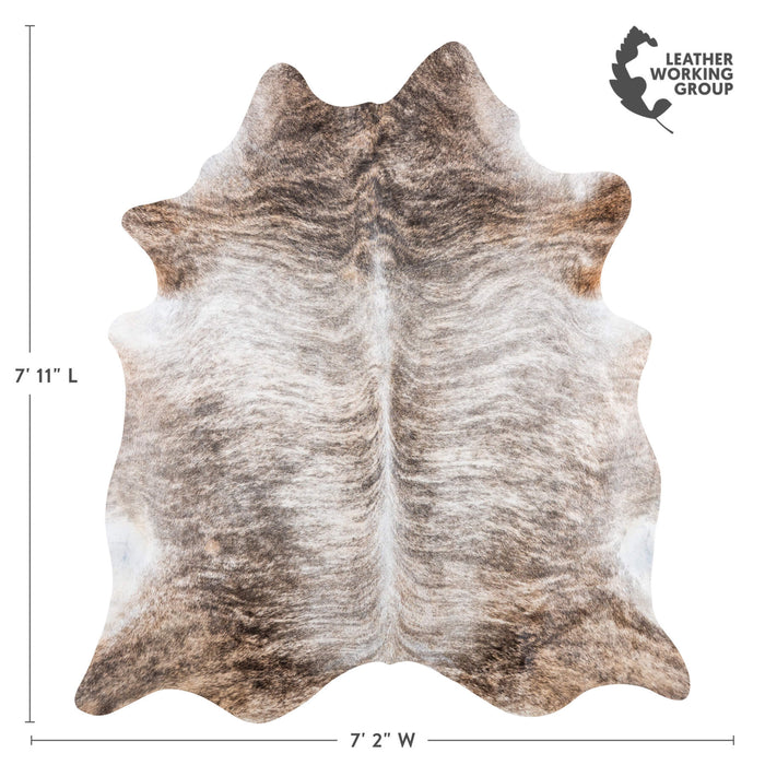 Brazilian Light Grey Brindle Cowhide Rug Size 7'11" L x 7'2" W 7457