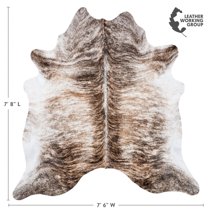Brazilian Light Grey Brindle Cowhide Rug Size 7'8" L x 7'6" W 7459