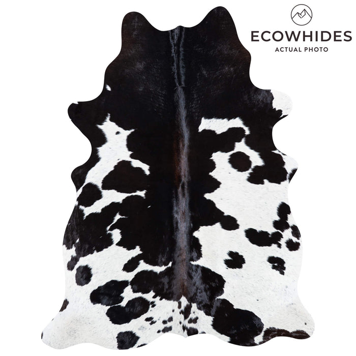 Brazilian Chocolate and White Cowhide Rug Size 7'7" L x 5'10" W 7464