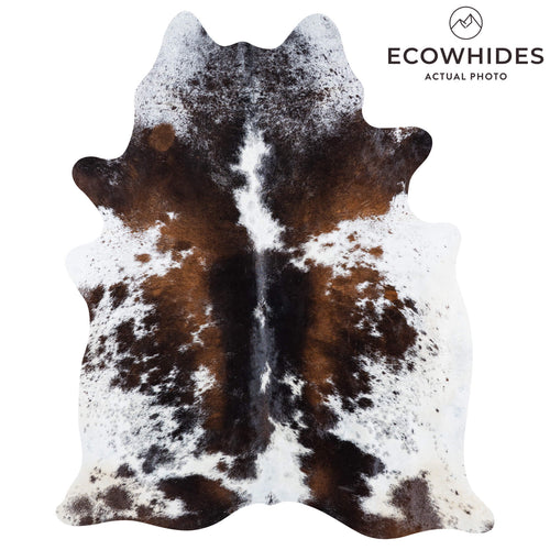 Brazilian Chocolate and White Cowhide Rug Size 7'2" L x 6'1" W 7466