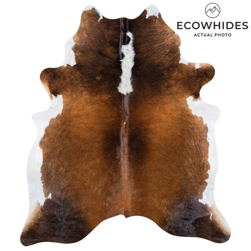 Brazilian Chocolate and White Cowhide Rug Size 7'1" L x 6'1" W 7467