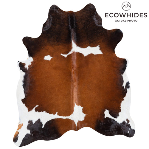 Brazilian Chocolate and White Cowhide Rug Size 7'2" L x 6'3" W 7468