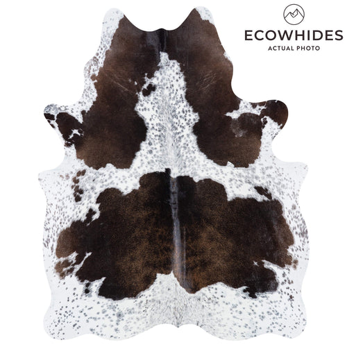 Brazilian Chocolate and White Cowhide Rug Size 7'5" L x 5'10" W 7470