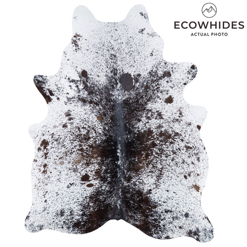 Brazilian Chocolate and White Cowhide Rug Size 7'3" L x 5'11" W 7490