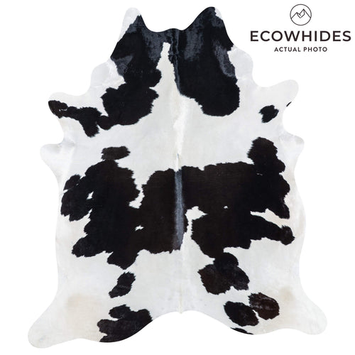 Brazilian Black and White Cowhide Rug Size 7'9" L x 6'7" W 7491