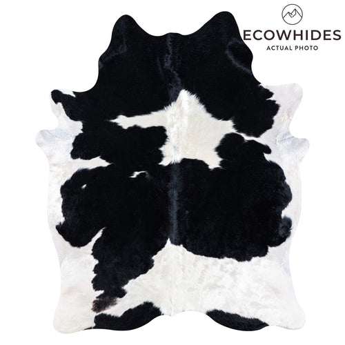 Brazilian Black and White Cowhide Rug Size 7'2" L x 5'8" W 7493
