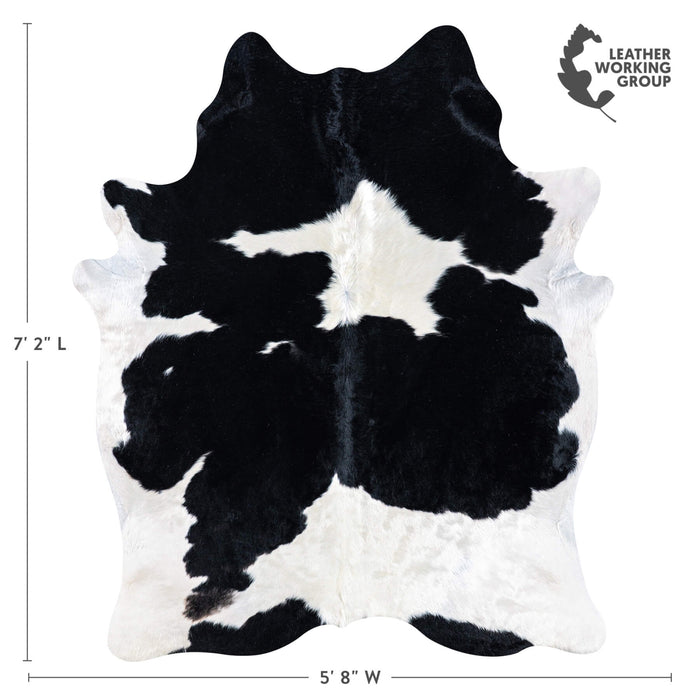 Brazilian Black and White Cowhide Rug Size 7'2" L x 5'8" W 7493