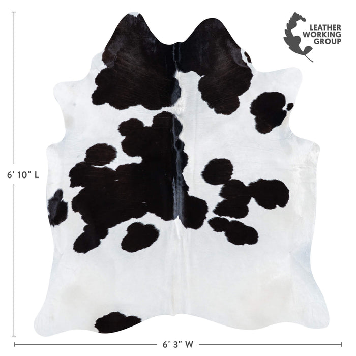 Brazilian Black and White Cowhide Rug Size 6'10" L x 6'3" W 7495