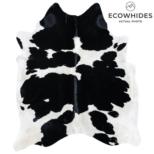 Brazilian Black and White Cowhide Rug Size 7'3" L x 6'2" W 7496