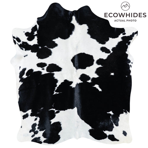 Brazilian Black and White Cowhide Rug Size 6'7" L x 5'4" W 7498
