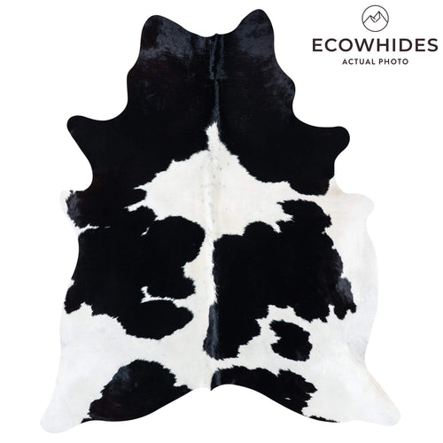 Brazilian Black and White Cowhide Rug Size 7'7" L x 6'3" W 7499