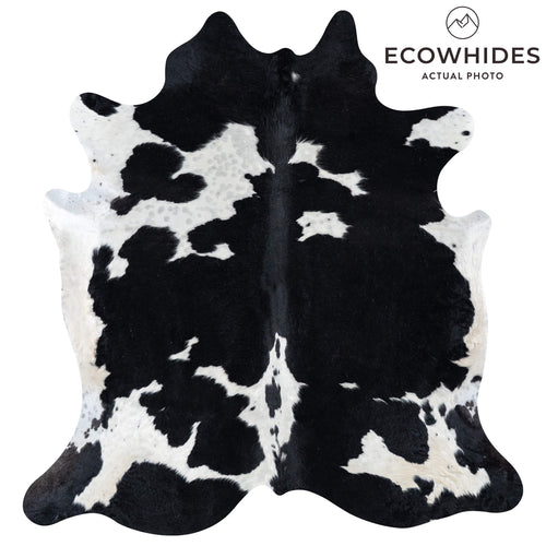 Black and White Cowhide Rug Size 7'4" L x 6'11" W 7631