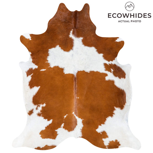 Brown and White Cowhide Rug Size 7'4" L x 7'1" W 7644