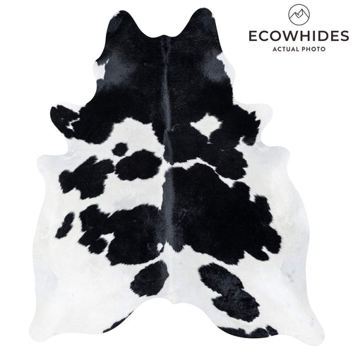 Brazilian Black and White Cowhide Rug Size 7'5" L x 6'5" W 7650