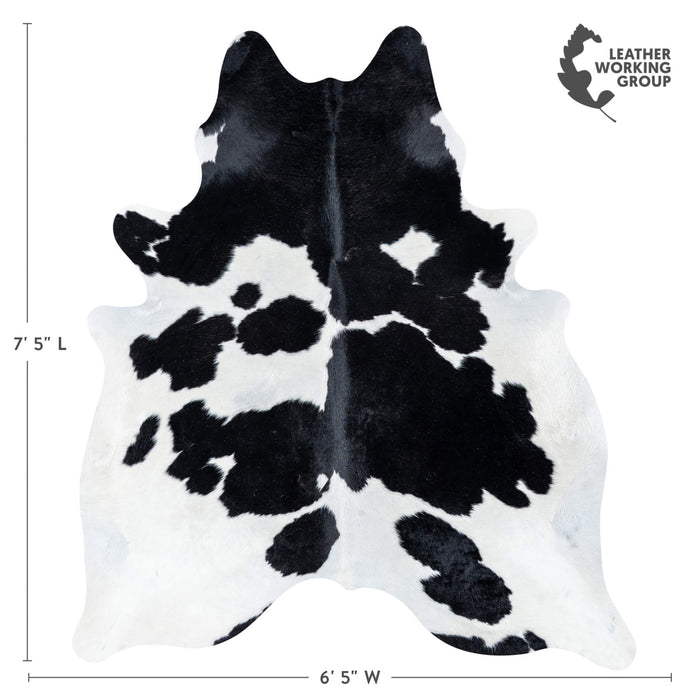 Brazilian Black and White Cowhide Rug Size 7'5" L x 6'5" W 7650
