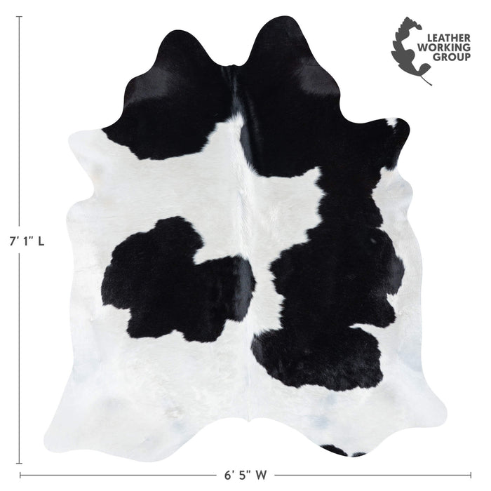 Brazilian Black and White Cowhide Rug Size 7'1" L x 6'5" W 7651