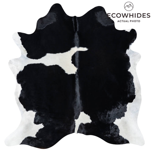 Brazilian Black and White Cowhide Rug Size 6'10" L x 6'8" W 7652