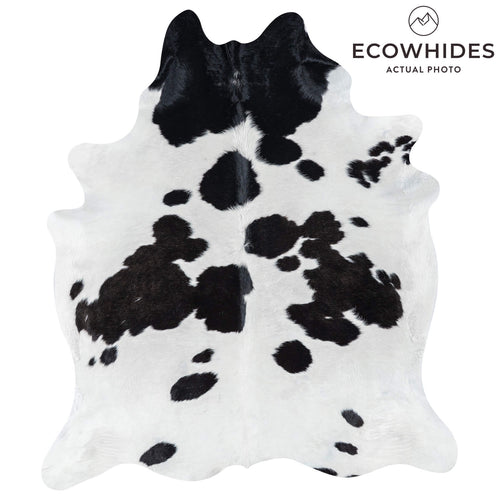 Brazilian Black and White Cowhide Rug Size 7'4" L x 6'4" W 7653