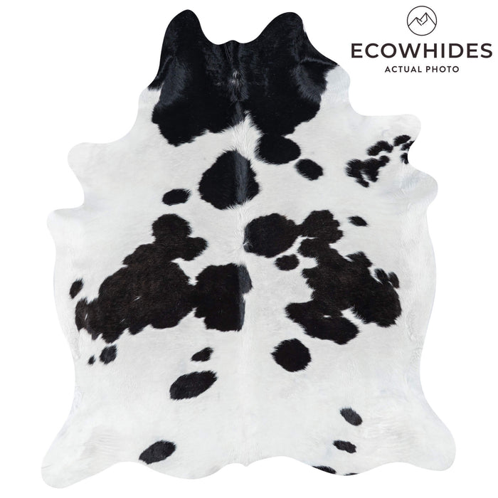 Brazilian Black and White Cowhide Rug Size 7'4" L x 6'4" W 7653