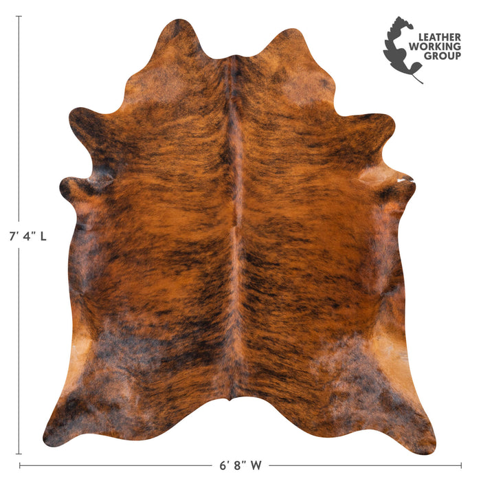 Brazilian Brindle Cowhide Rug Size 7'4" L x 6'8" W 7666