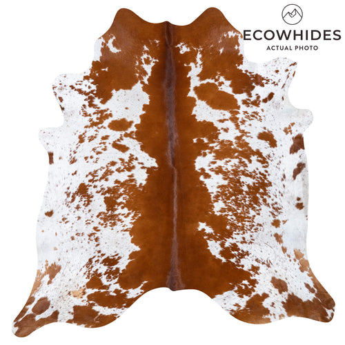 Brazilian Brown and White Cowhide Rug Size 7'5" L x 7'9" W 7688