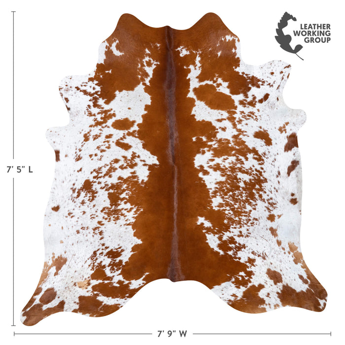 Brazilian Brown and White Cowhide Rug Size 7'5" L x 7'9" W 7688