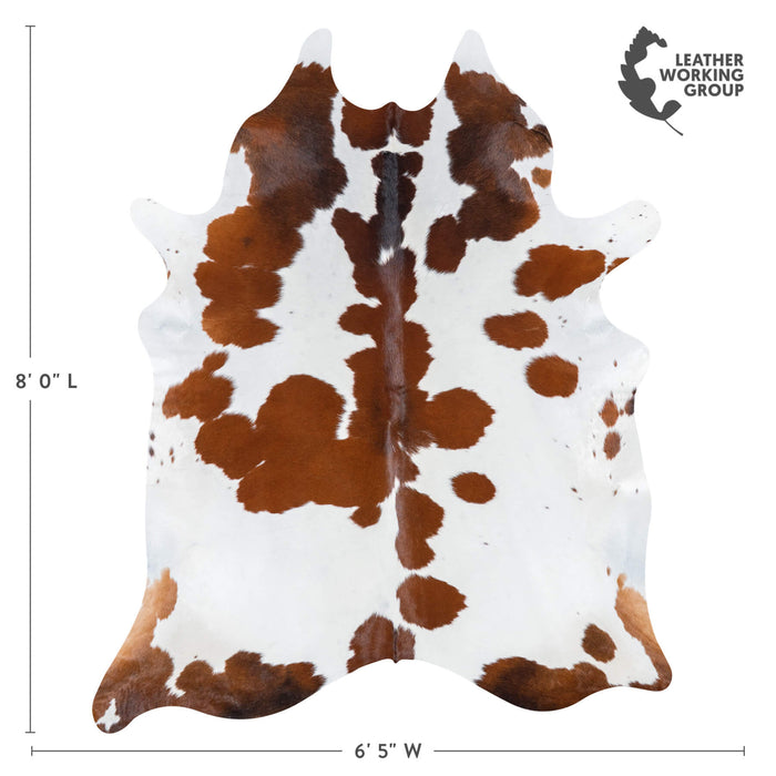 Brazilian Brown and White Cowhide Rug Size 8'0" L x 6'5" W 7689