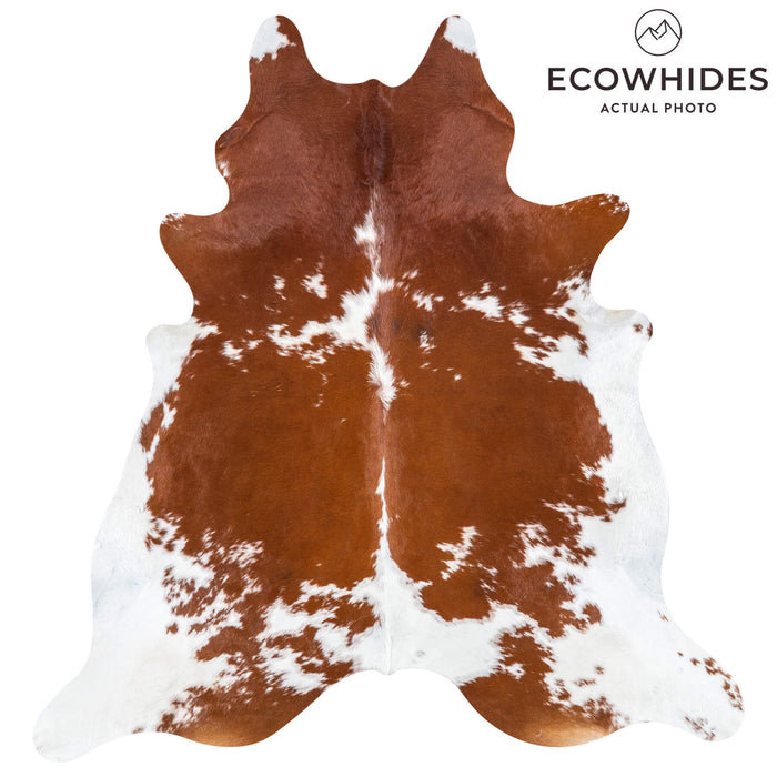 Brazilian Brown and White Cowhide Rug Size 8'1" L x 7'5" W 7694