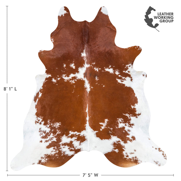 Brazilian Brown and White Cowhide Rug Size 8'1" L x 7'5" W 7694