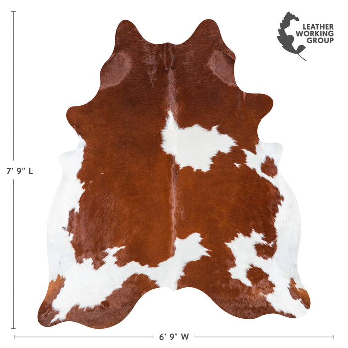 Brazilian Brown and White Cowhide Rug Size 7'9" L x 6'9" W 7696