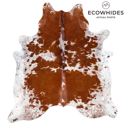 Brazilian Brown and White Cowhide Rug Size 8'0" L x 7'3" W 7697