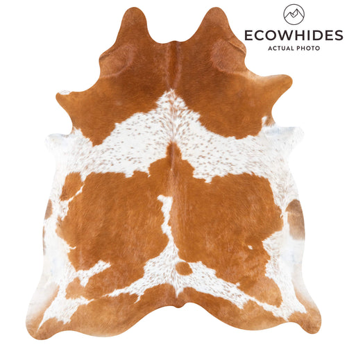 Brazilian Brown and White Cowhide Rug Size 7'11" L x 6'11" W 7699