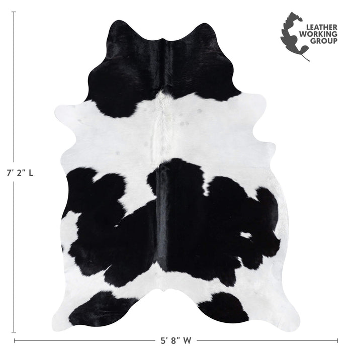 Brazilian Black and White Cowhide Rug Size 7'2" L x 5'8" W 7713