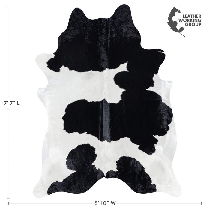 Brazilian Black and White Cowhide Rug Size 7'7" L x 5'10" W 7714