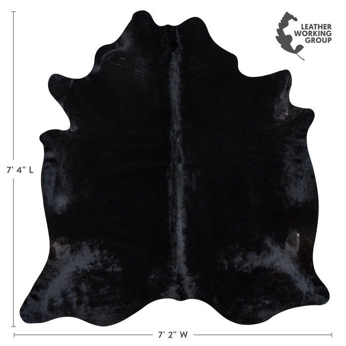 Brazilian Solid Black Cowhide Rug Size 7'4" L x 7'2" W 7722