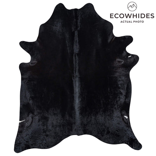 Brazilian Solid Black Cowhide Rug Size 7'10" L x 6'8" W 7725