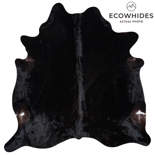 Brazilian Solid Black Cowhide Rug Size 7'3" L x 7'1" W 7726